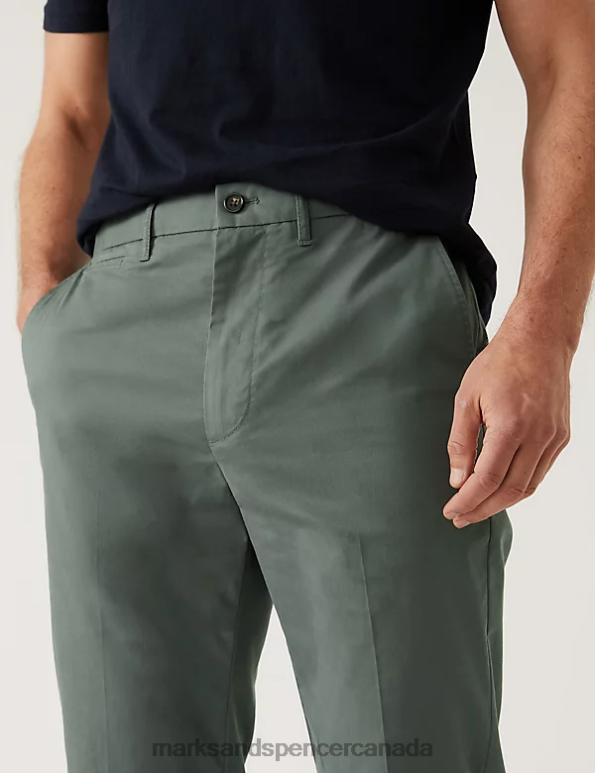 Men Green Clothing Marks & Spencer Regular Fit Super Lightweight Chinos 20VTD6058 - Marks and Spencer Canada locations