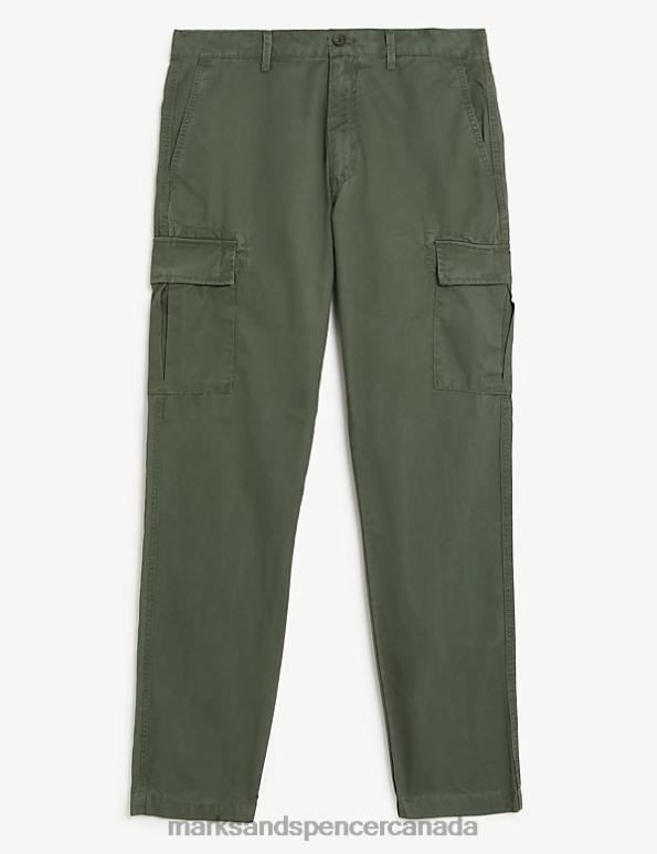 Marks and Spencer Canada - Men Green Clothing Marks & Spencer Tapered Fit Lightweight Cargo Trousers 20VTD5175