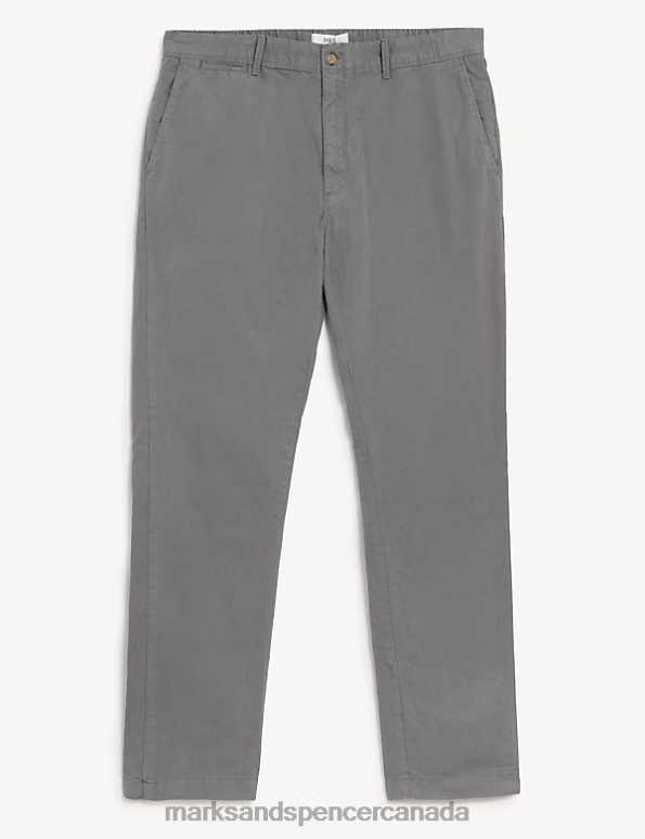 Men Grey Clothing Marks & Spencer Slim Fit Half Elasticated Waist Trousers 20VTD5436 - Marks and Spencer outlet