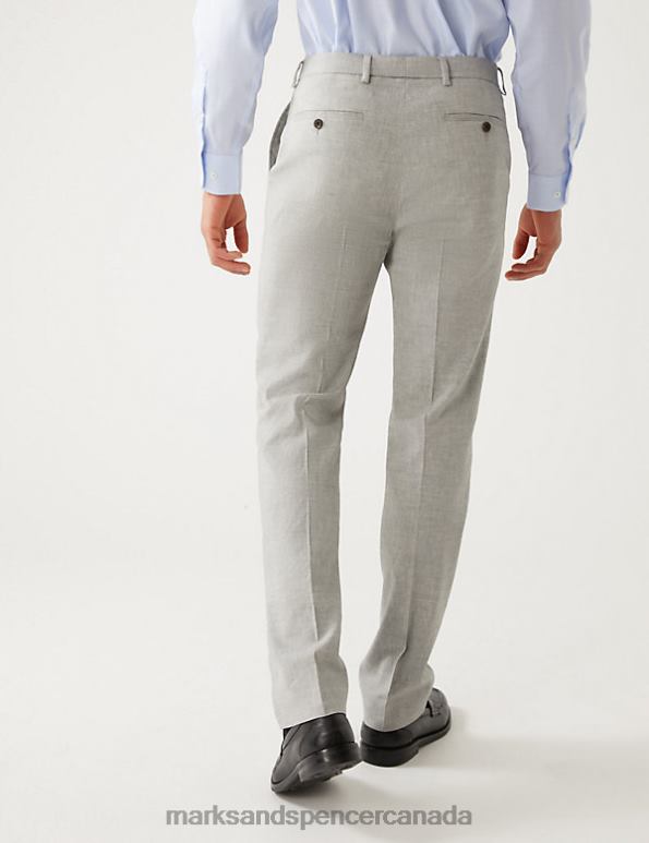 Marks and Spencer sale - Men Grey Clothing Marks & Spencer Tailored Fit Italian Linen Miracle Suit Trousers 20VTD5877