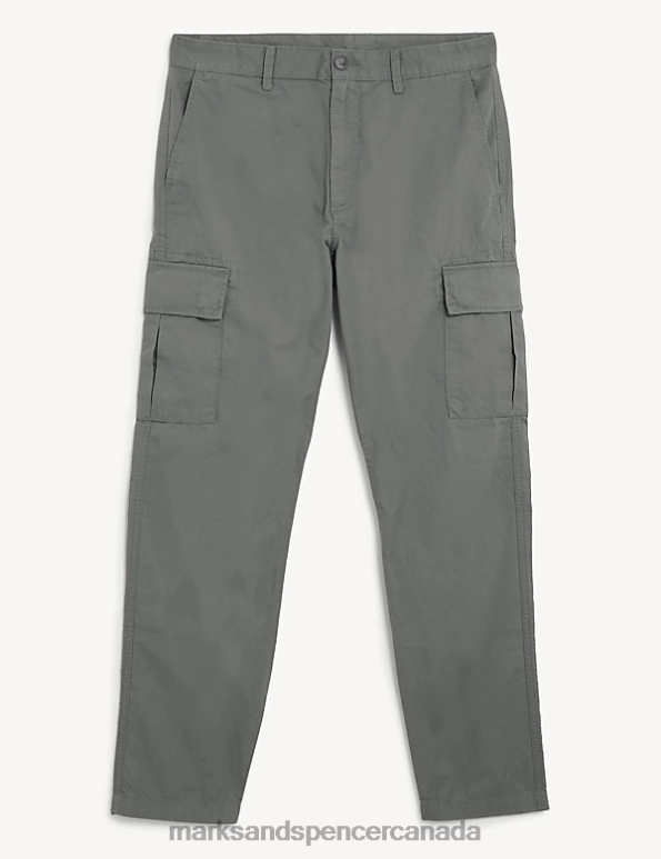 Marks and Spencer near me - Men Grey Clothing Marks & Spencer Tapered Fit Lightweight Cargo Trousers 20VTD5170