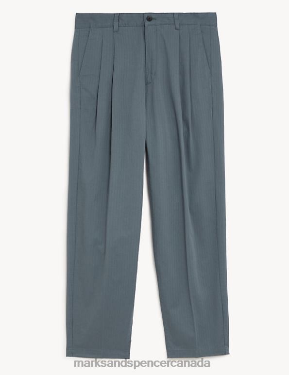 Marks and Spencer sale - Men Grey Clothing Marks & Spencer Walton Twin Pleat Herringbone Chinos 20VTD5103