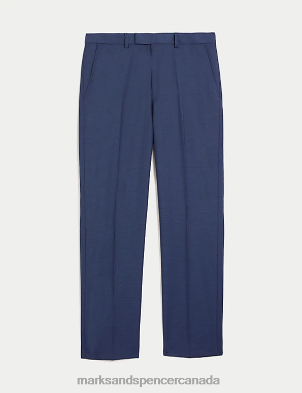 Marks and Spencer near me - Men Indigo Clothing Marks & Spencer Regular Fit Sharkskin Stretch Suit Trousers 20VTD6087