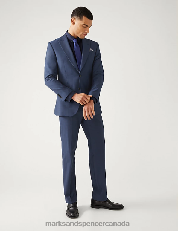 Marks and Spencer near me - Men Indigo Clothing Marks & Spencer Regular Fit Sharkskin Stretch Suit Trousers 20VTD6087