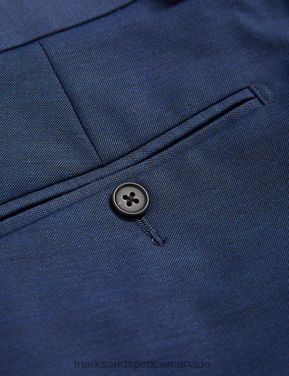 Marks and Spencer near me - Men Indigo Clothing Marks & Spencer Regular Fit Sharkskin Stretch Suit Trousers 20VTD6087