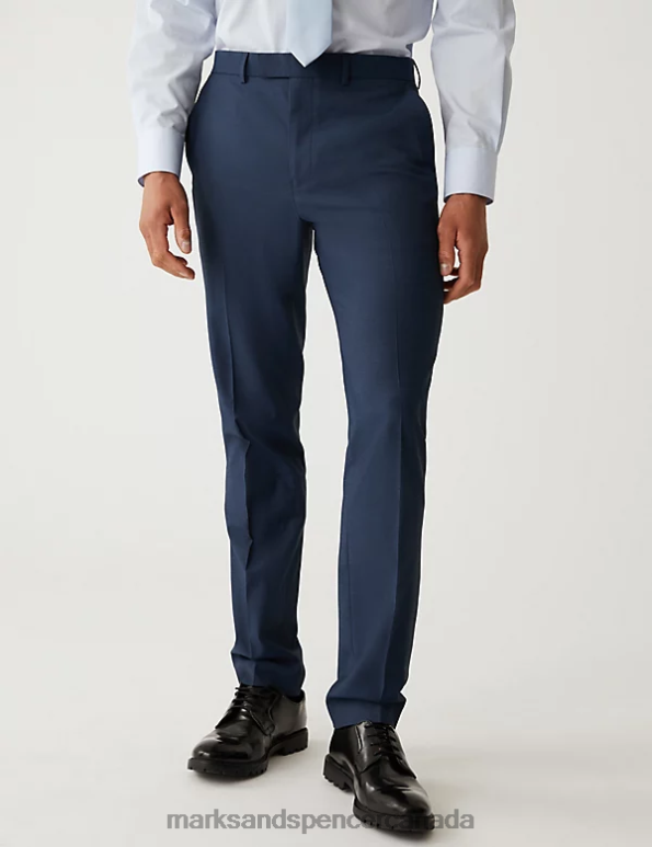 Men Indigo Clothing Marks & Spencer Slim Fit Sharkskin Stretch Suit Trousers 20VTD5650 - Marks and Spencer online