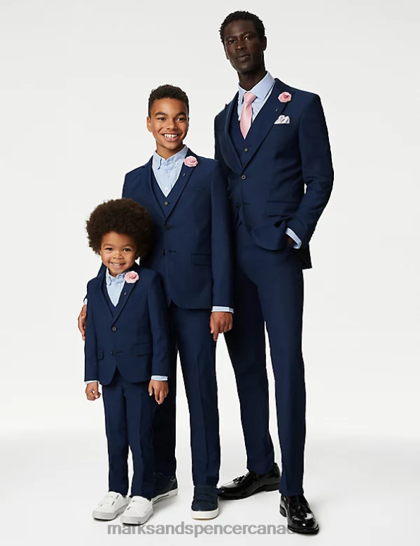 Men Indigo Clothing Marks & Spencer Slim Fit Sharkskin Stretch Suit Trousers 20VTD5650 - Marks and Spencer online