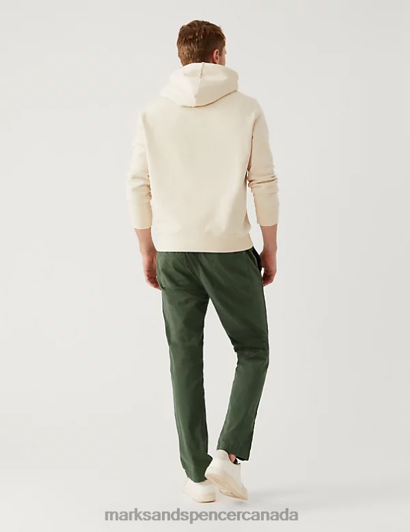 Men Khaki Clothing Marks & Spencer Slim Fit Half Elasticated Waist Trousers 20VTD5823 - Marks and Spencer outlet