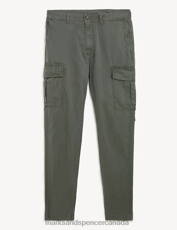 Men Khaki Clothing Marks & Spencer Slim Fit Lightweight Cargo Trousers 20VTD6253 - Marks and Spencer Canada locations