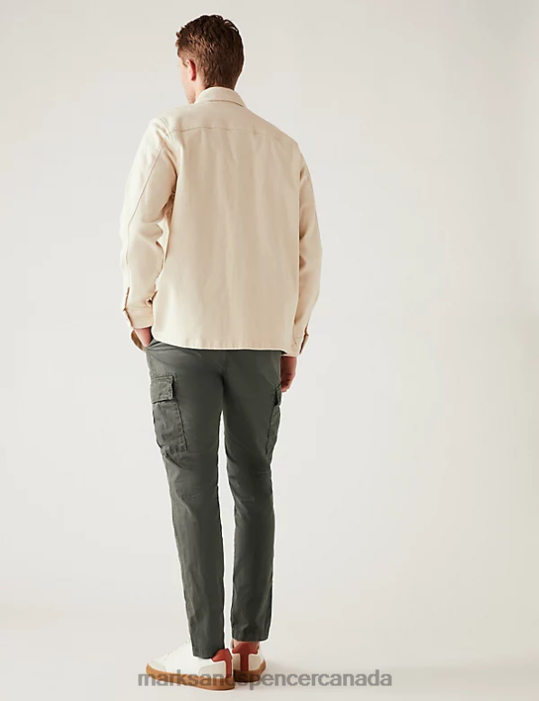 Men Khaki Clothing Marks & Spencer Slim Fit Lightweight Cargo Trousers 20VTD6253 - Marks and Spencer Canada locations