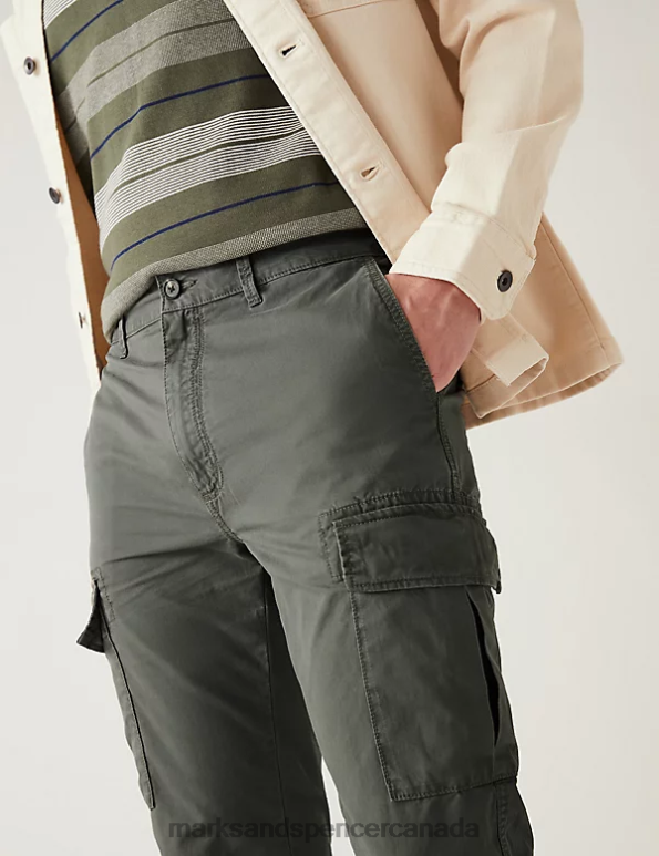 Men Khaki Clothing Marks & Spencer Slim Fit Lightweight Cargo Trousers 20VTD6253 - Marks and Spencer Canada locations