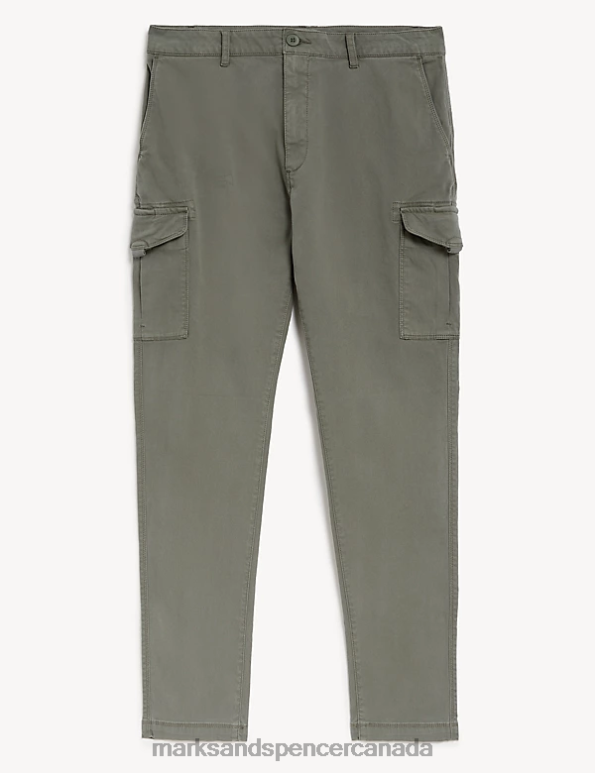 Men Khaki Clothing Marks & Spencer Slim Fit Textured Stretch Cargo Trousers 20VTD6374 - Marks and Spencer Canada locations