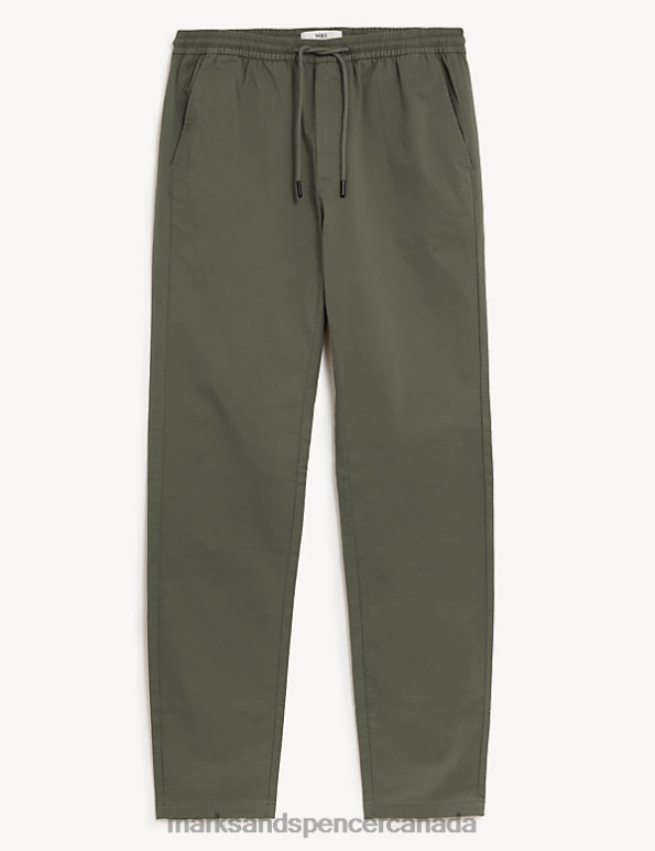 Marks and Spencer sale - Men Khaki Clothing Marks & Spencer Tapered Fit Elasticated Waist Trousers 20VTD5744