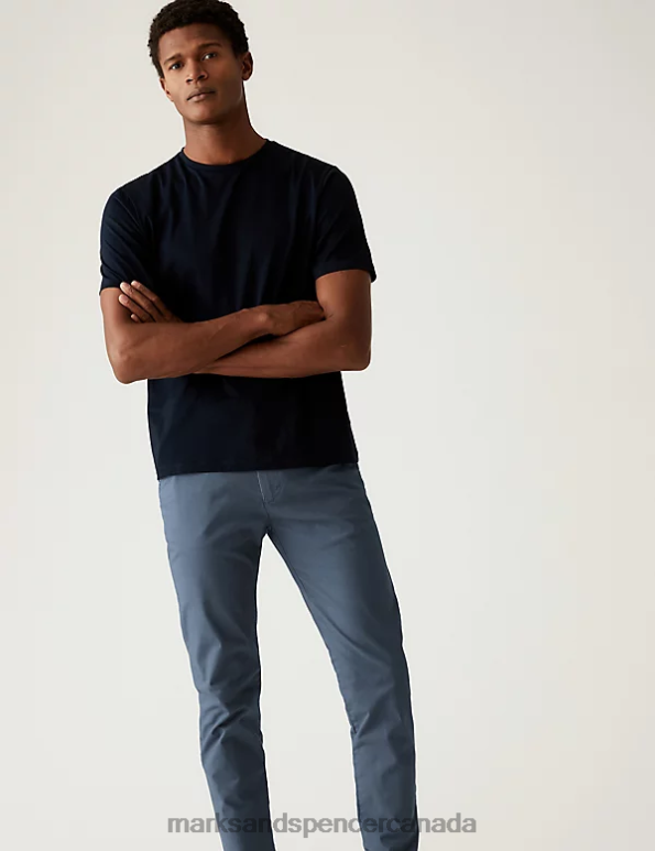 Marks and Spencer Canada - Men Light Blue Clothing Marks & Spencer Skinny Fit Stretch Chinos 20VTD5316