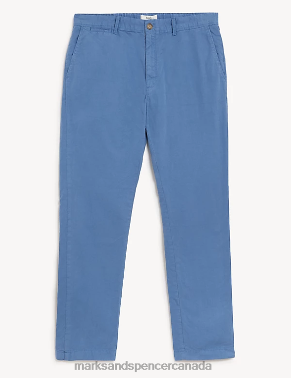 Marks and Spencer sale - Men Light Blue Clothing Marks & Spencer Slim Fit Half Elasticated Waist Trousers 20VTD5826