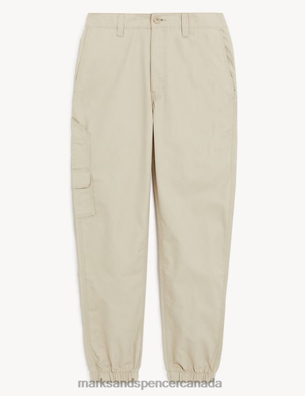 Men Light Grey Clothing Marks & Spencer Slim Fit Lightweight Cuffed Cargo Trousers 20VTD5926 - Marks and Spencer Canada locations