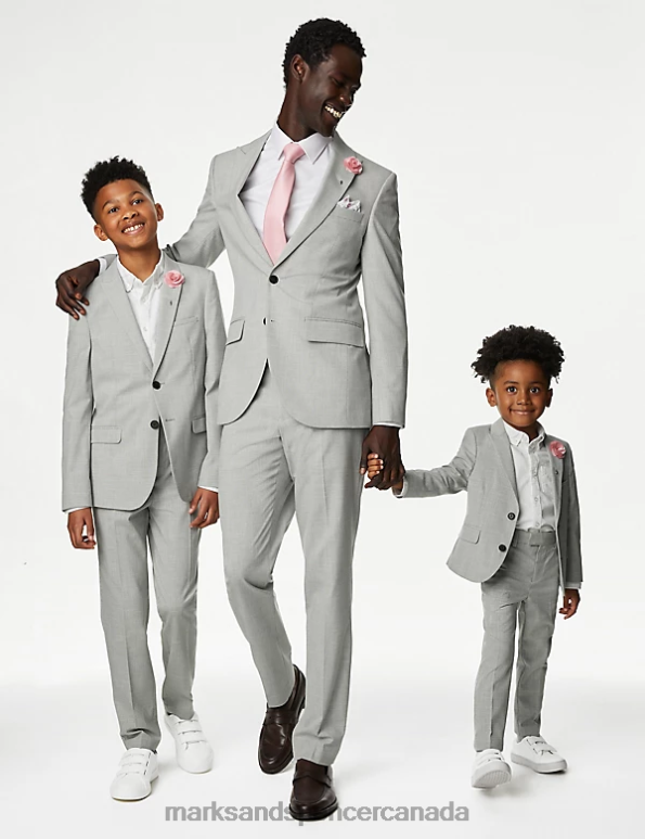 Marks and Spencer sale - Men Light Grey Clothing Marks & Spencer Slim Fit Prince of Wales Check Suit Trousers 20VTD6340