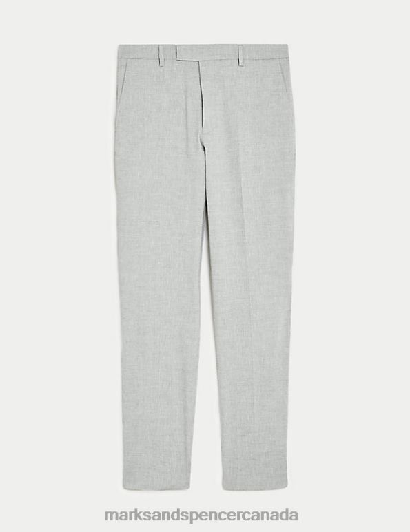 Men Light Grey Clothing Marks & Spencer Tailored Fit Italian Linen Miracle Suit Trousers 20VTD5337 - Marks and Spencer Canada locations