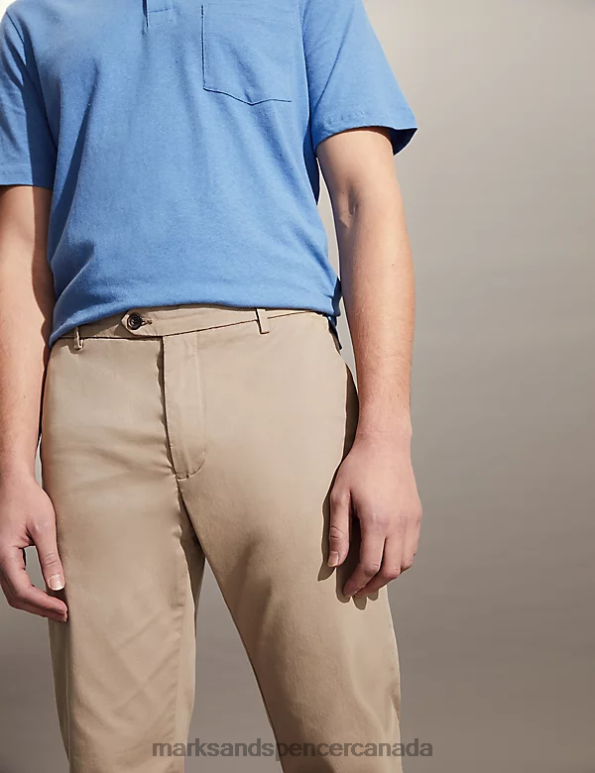 Men Medium Beige Clothing Marks & Spencer Slim Fit Stretch Chinos 20VTD7240 - Marks and Spencer online