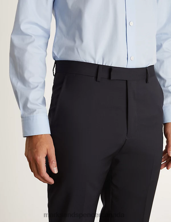 Marks and Spencer near me - Men Medium Navy Clothing Marks & Spencer Slim Fit Super 100s Pure Wool Trousers 20VTD6749