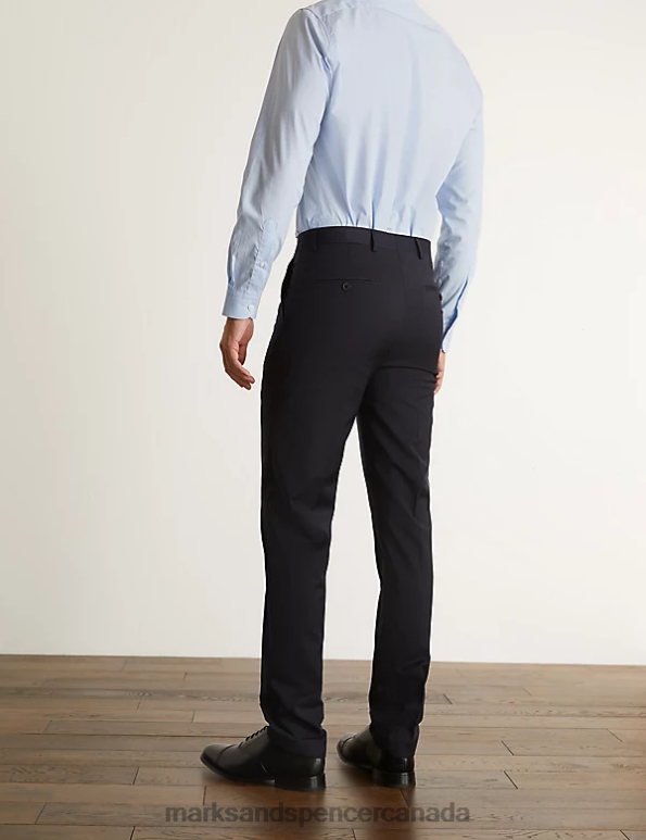 Marks and Spencer near me - Men Medium Navy Clothing Marks & Spencer Slim Fit Super 100s Pure Wool Trousers 20VTD6749