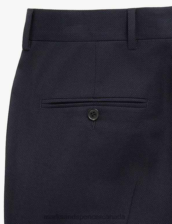 Men Medium Navy Clothing Marks & Spencer Tailored Fit Pure Wool Birdseye Trousers 20VTD6092 - Marks and Spencer online