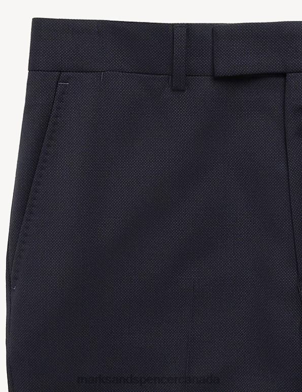 Men Medium Navy Clothing Marks & Spencer Tailored Fit Pure Wool Birdseye Trousers 20VTD6092 - Marks and Spencer online