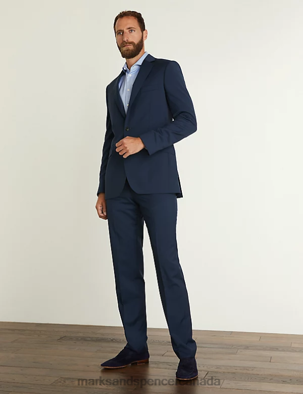 Marks and Spencer near me - Men Medium Navy Clothing Marks & Spencer Tailored Fit Pure Wool Twill Trousers 20VTD6607