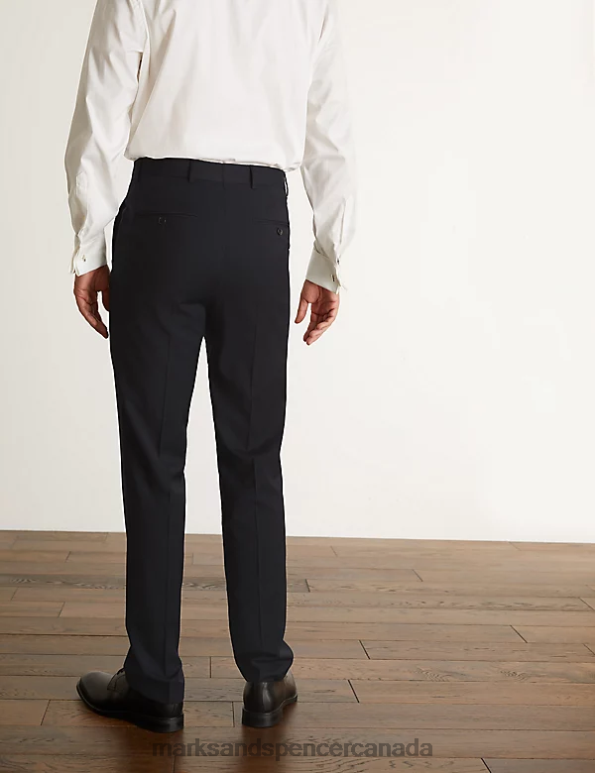 Men Medium Navy Clothing Marks & Spencer Tailored Fit Super 100s Pure Wool Trousers 20VTD6667 - Marks and Spencer online