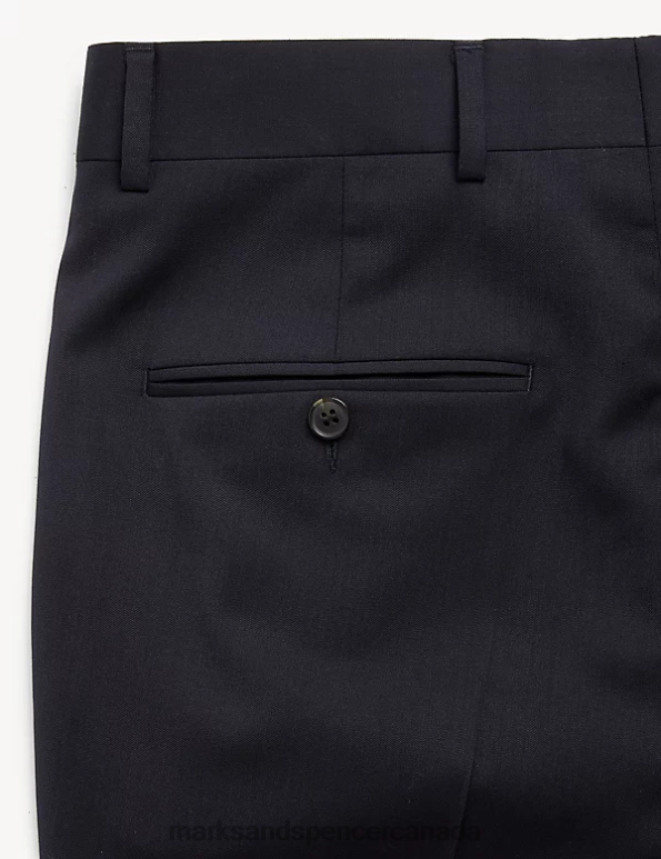 Men Medium Navy Clothing Marks & Spencer Tailored Fit Super 100s Pure Wool Trousers 20VTD6667 - Marks and Spencer online