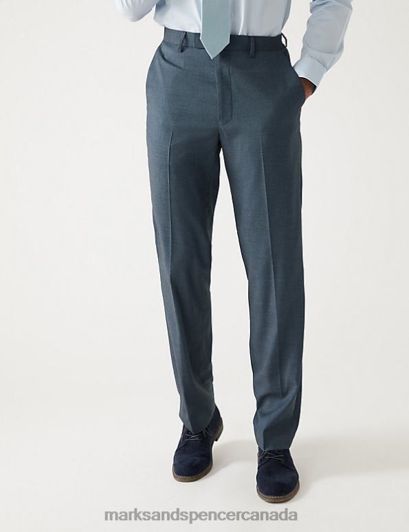 Marks and Spencer near me - Men Mid Blue Clothing Marks & Spencer Regular Fit Stretch Suit Trousers 20VTD6494