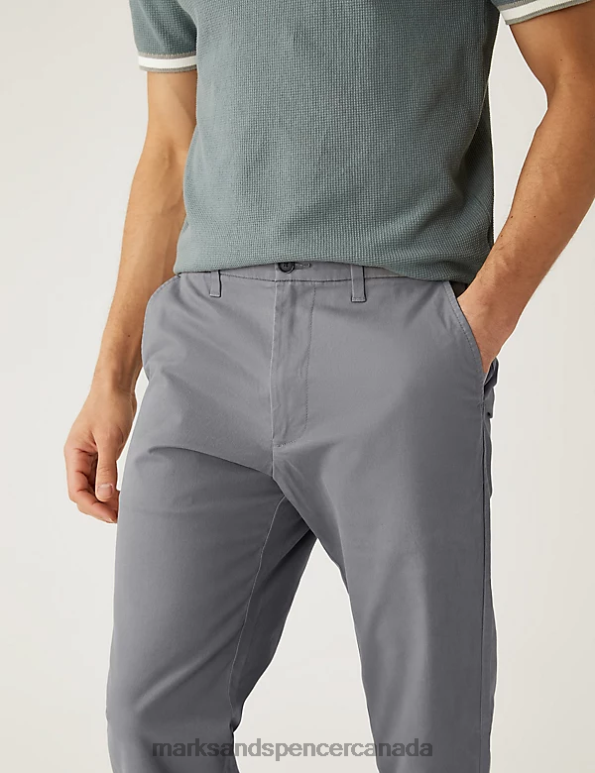 Marks and Spencer sale - Men Mid Grey Clothing Marks & Spencer Regular Fit Stretch Chinos 20VTD232