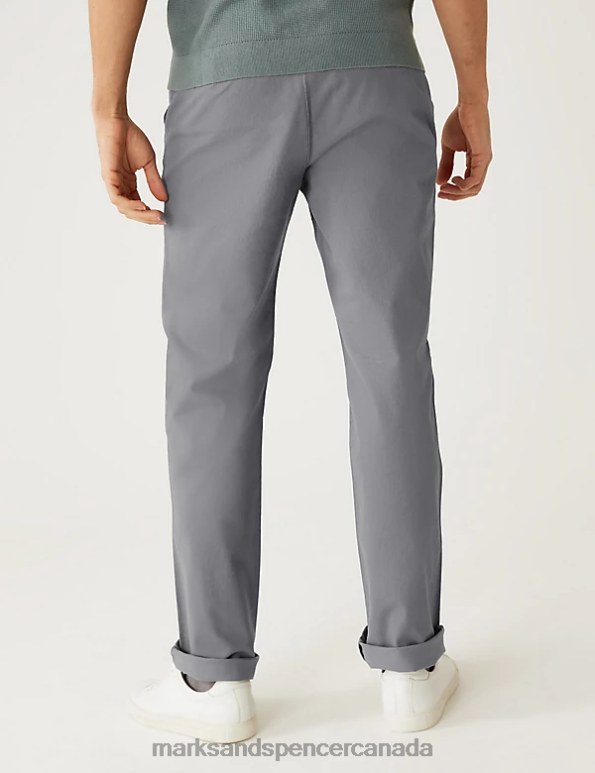 Marks and Spencer sale - Men Mid Grey Clothing Marks & Spencer Regular Fit Stretch Chinos 20VTD232