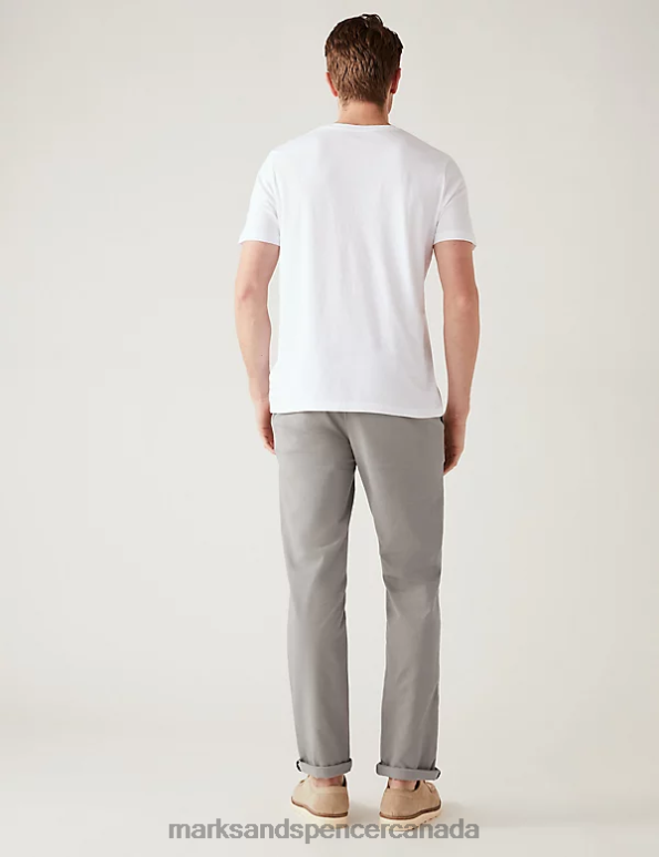 Men Mid Grey Clothing Marks & Spencer Slim Fit Ultimate Chinos 20VTD5304 - Marks and Spencer Canada locations