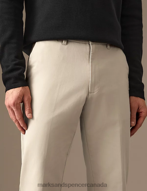 Marks and Spencer sale - Men Natural Beige Clothing Marks & Spencer Regular Fit Italian Stretch Chinos 20VTD6406