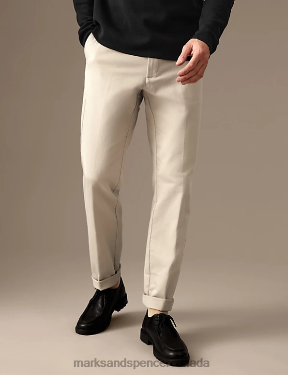 Marks and Spencer sale - Men Natural Beige Clothing Marks & Spencer Regular Fit Italian Stretch Chinos 20VTD6406