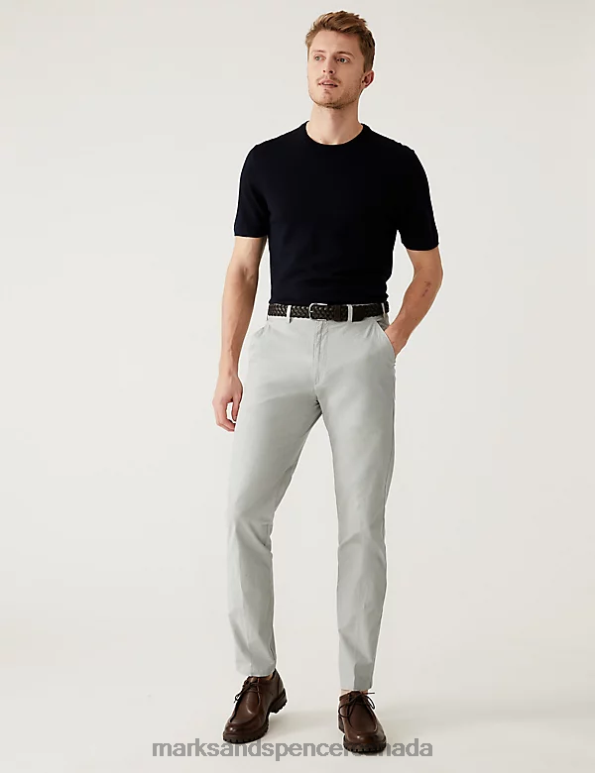 Men Natural Clothing Marks & Spencer Slim Fit Textured Belted Chinos 20VTD5541 - Marks and Spencer online