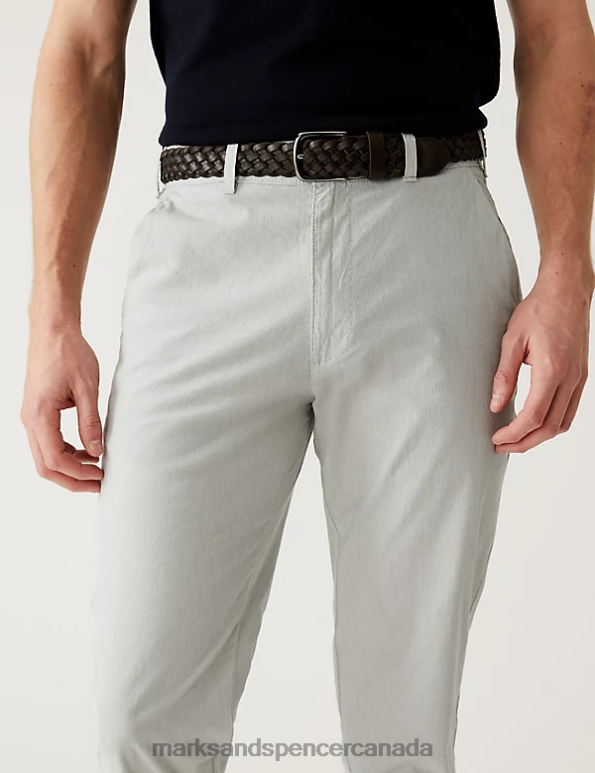 Men Natural Clothing Marks & Spencer Slim Fit Textured Belted Chinos 20VTD5541 - Marks and Spencer online
