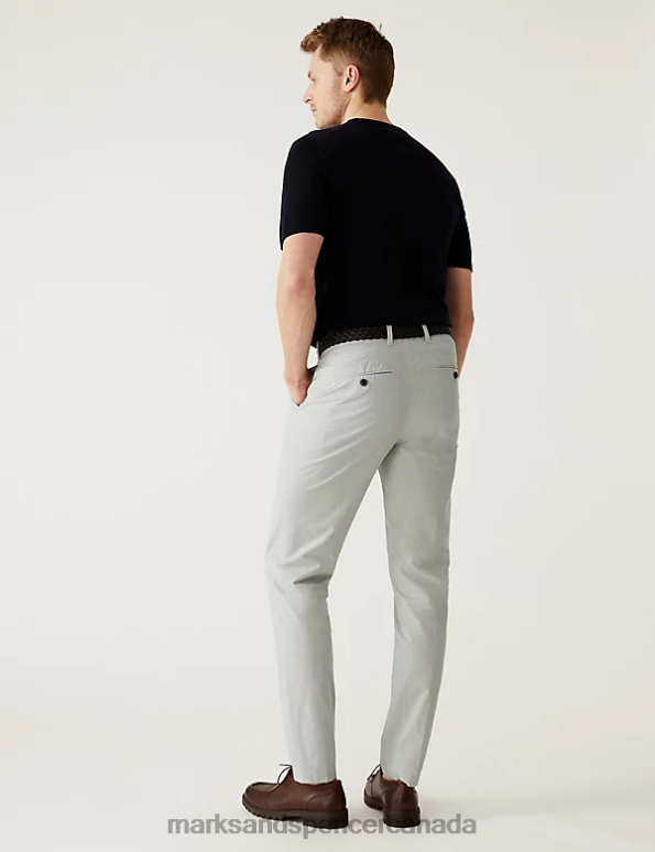 Men Natural Clothing Marks & Spencer Slim Fit Textured Belted Chinos 20VTD5541 - Marks and Spencer online