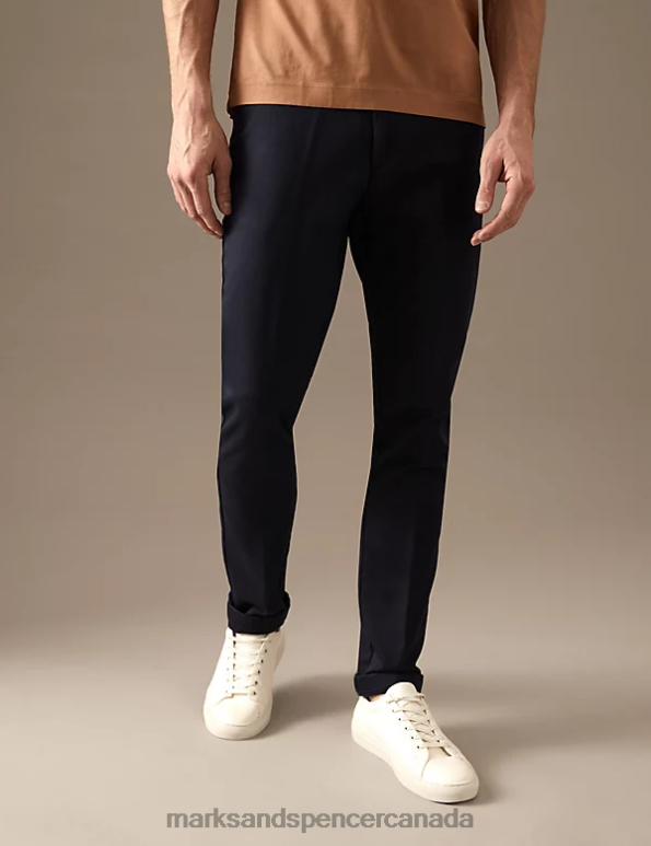 Marks and Spencer sale - Men Navy Clothing Marks & Spencer Regular Fit Italian Stretch Chinos 20VTD6022