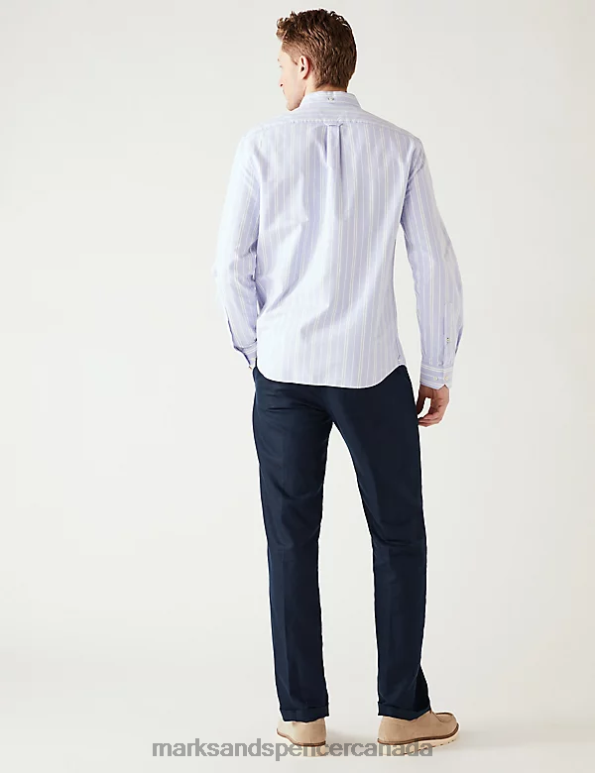 Marks and Spencer near me - Men Navy Clothing Marks & Spencer Regular Fit Linen Blend Trousers 20VTD5448