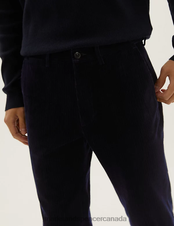 Men Navy Clothing Marks & Spencer Regular Fit Luxury Corduroy Stretch Trouser 20VTD6850 - Marks and Spencer online