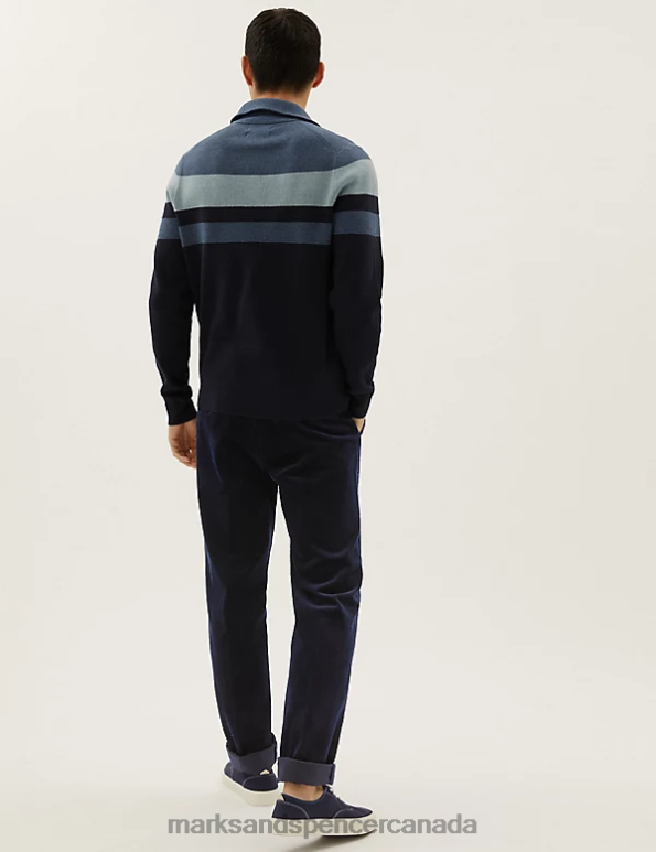 Men Navy Clothing Marks & Spencer Regular Fit Luxury Corduroy Stretch Trouser 20VTD6850 - Marks and Spencer online