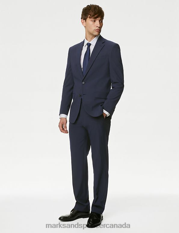 Men Navy Clothing Marks & Spencer Regular Fit Pinstripe Stretch Suit Trousers 20VTD4957 - Marks and Spencer Canada locations