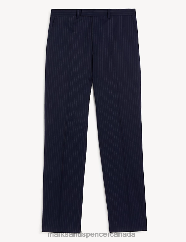 Marks and Spencer Canada - Men Navy Clothing Marks & Spencer Regular Fit Wool Rich Pinstripe Suit Trousers 20VTD7114