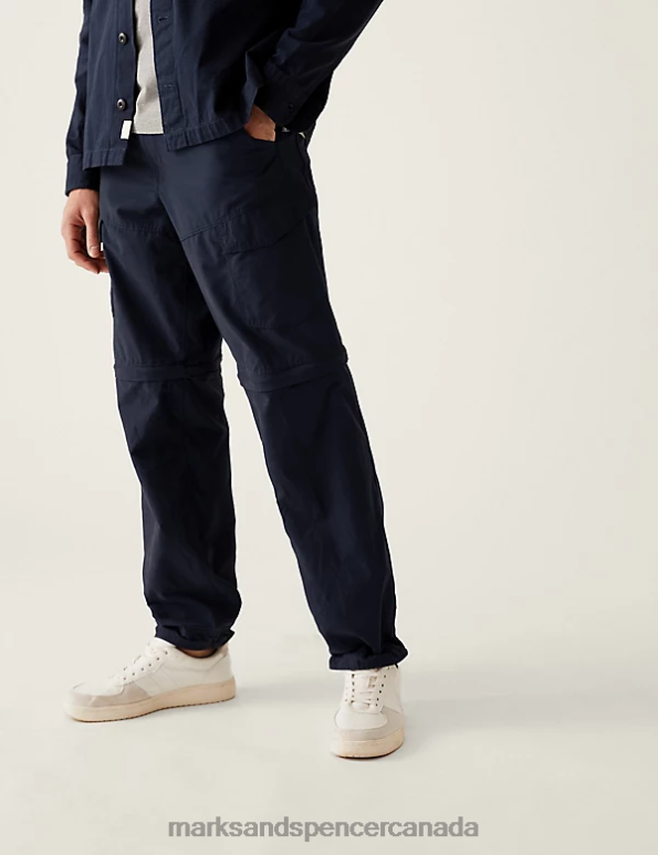 Men Navy Clothing Marks & Spencer Regular Fit Zip Off Trekking Cargo Trousers 20VTD7479 - Marks and Spencer Canada locations