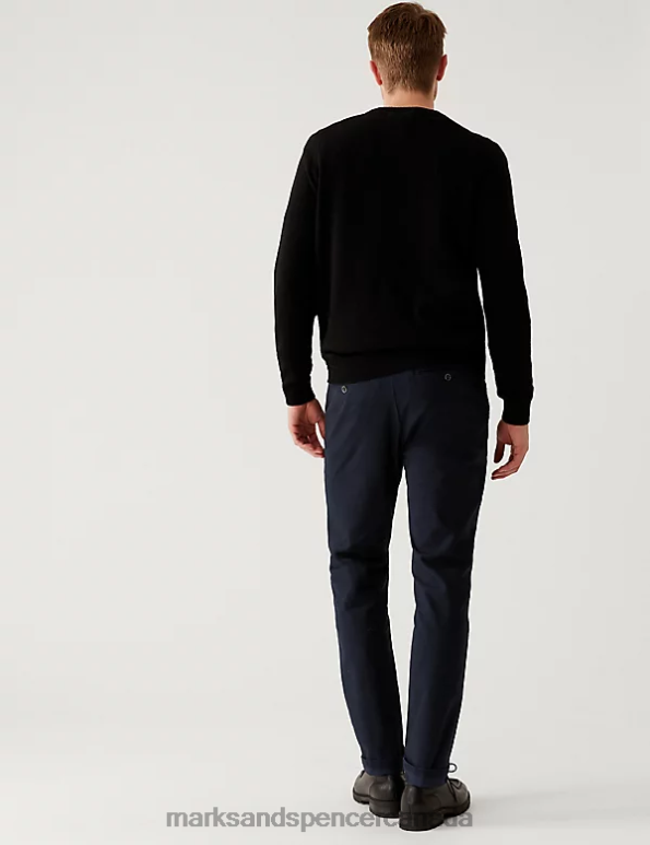 Men Navy Clothing Marks & Spencer Slim Fit Belted Stretch Chinos 20VTD5802 - Marks and Spencer Canada locations