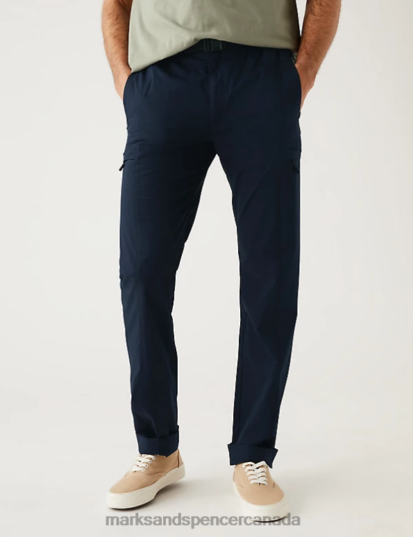 Men Navy Clothing Marks & Spencer Slim Fit Belted Trekking Trousers 20VTD6103 - Marks and Spencer Canada locations