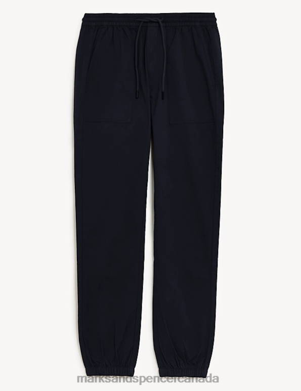 Marks and Spencer sale - Men Navy Clothing Marks & Spencer Slim Fit Elasticated Waist Cuffed Joggers 20VTD5791