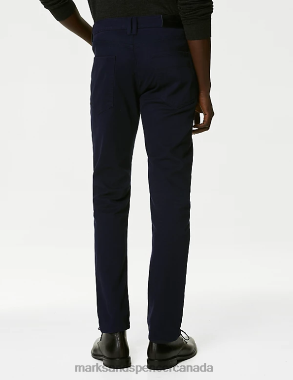 Marks and Spencer near me - Men Navy Clothing Marks & Spencer Slim Fit Italian 5 Pocket Trousers 20VTD6233